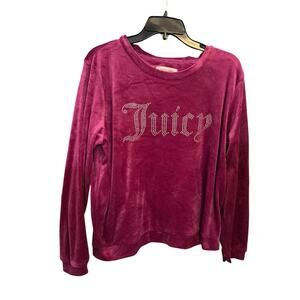 Juicy Couture Studded Size Large Velour Lounge Pajama Top Long Sleeves Pullover